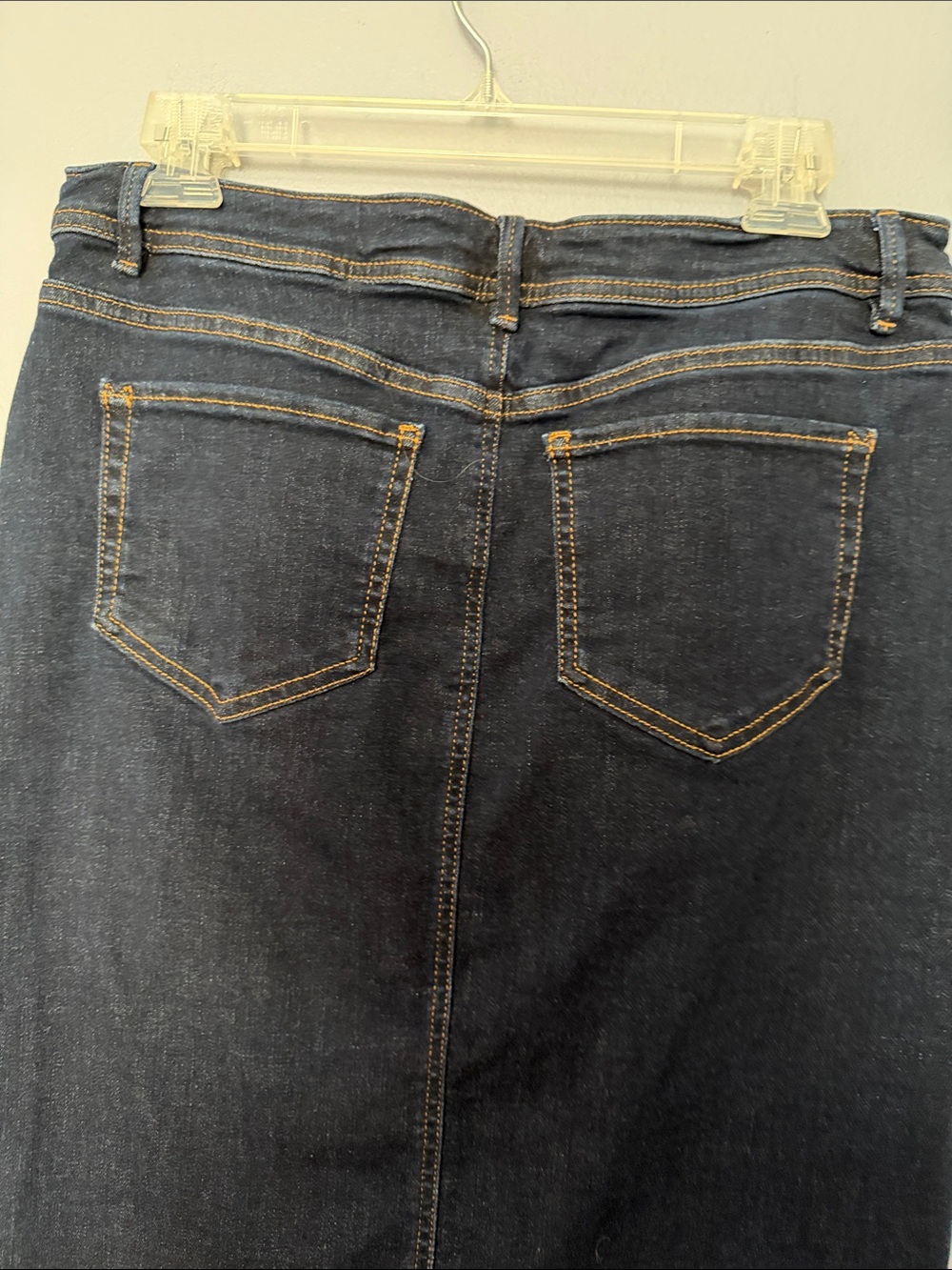 J.Jill Front-Slit Denim Midi Skirt Dark Indigo Sz 8 - Picture 10 of 13